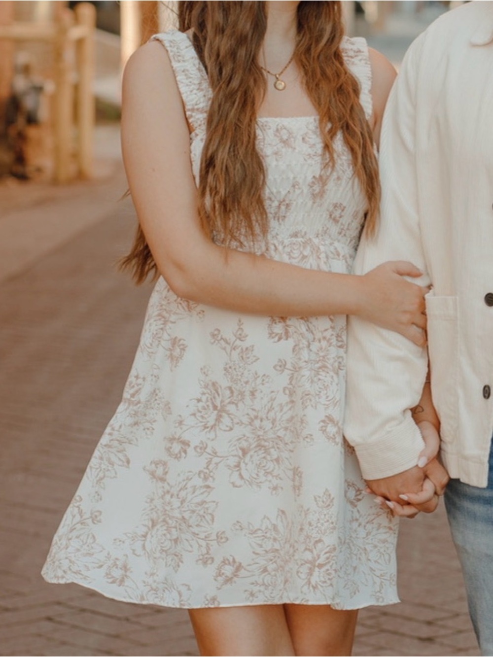 Altar'd State Cream Floral Square-Neck Sundress